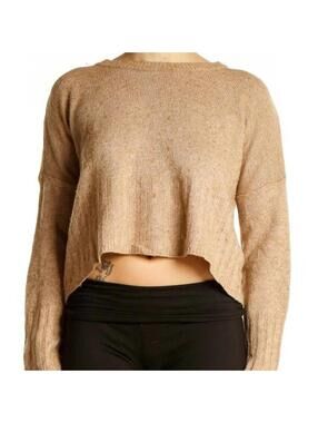 Madewell Tan Bell Sleeve Cropped Sweater